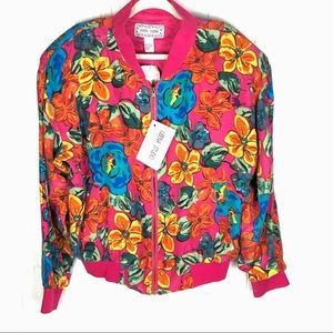 NWT Vintage Lena Studio 100% Silk Floral Jacket